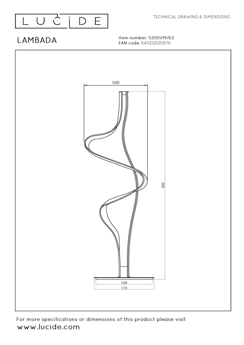 Lucide Premium LAMBADA - Table lamp - LED Dim. - 1x19W 2700K - Matt Gold / Brass